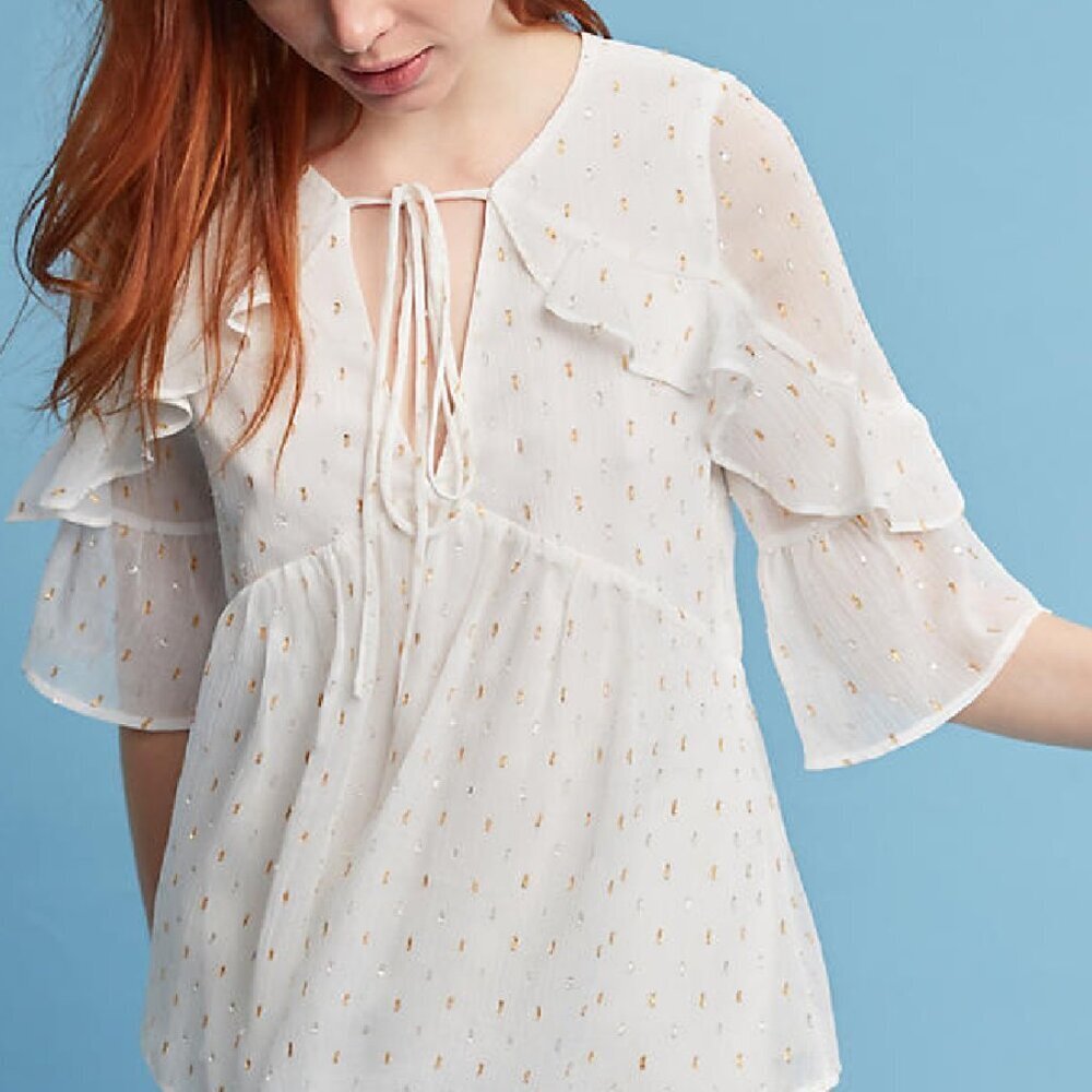 NWT Anthropologie Esha Metallic Blouse by ISLA MAUDE